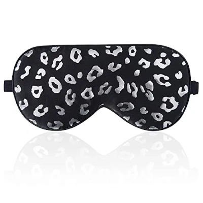 Imagen de 100% Silk Sleep mask with Adjustable Strap,Comfortable and Super Soft Eye Ultimate Sleeping aid,blindford silverleopard