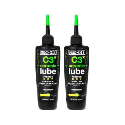 Imagen de Muc Off C3 Ceramic Dry Chain Lube 120 Ml, 2pk Lubricante de Cadena Bicicleta Premium con Tinte Trazador UV Formulado para Condiciones Climáticas Secas y Polvo