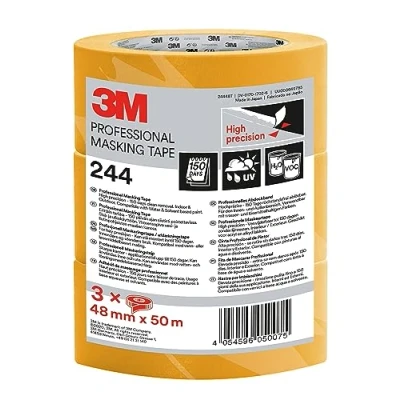 Imagen de 3M Pro Cinta de Enmascarar Profesional 244 Alta Precisión, 48mm x 50m, 3 Rollos/Caja