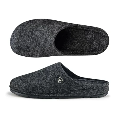 Imagen de ESTRO Pantuflas de Fieltro Hombre Zapatillas Casa Cerradas con Suela Goma F05 (Negro, 40 EU)