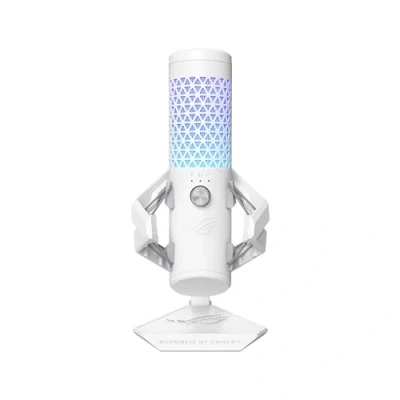Imagen de ASUS ROG Carnyx Micrófono USB Gaming (cápsula de Condensador 25 mm, 192 kHz/24 bits, cardioide, Filtro Paso Alto, antipop, Soporte metálico antichoque, Aura Sync RGB), Blanco Lunar