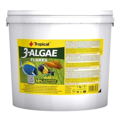 Imagen de Tropical 3 Algae Flakes, 1er Pack (1 x 5 l) Comida para Mascotas, Natural, L, 1000