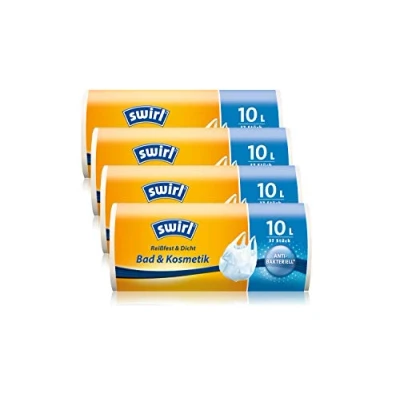 Imagen de Swirl Bolsas de basura con asa (10 L, antibacterias, 4 rollos 37 bolsas), color blanco