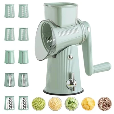 Imagen de Rallador de queso, Verduras con 5 cuchillas intercambiables Corte más Rápido y fácil Cortadora limpiar para cocina, frutas, verduras, nueces