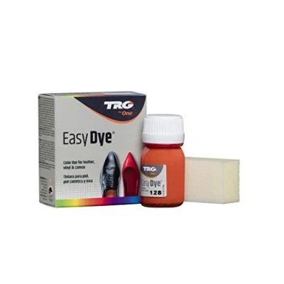 Imagen de TRG The One Tinte para Calzado y Complementos de Piel Tintura zapatos Piel, Lona Sintética con Esponja aplicadora Easy dye #128 Naranja, 25ml