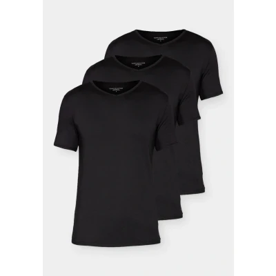 Imagen de Tommy Hilfiger Jeans Camisetas de Manga Corta Pack 3 Hombre Stretch con Cuello Pico, Negro (Black/Black/Black), S