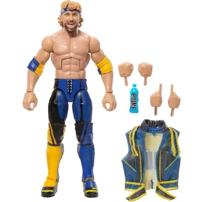 Imagen de Mattel ​WWE Top Picks Elite Juego de figuras acción y accesorios, Logan Paul 6 pulgadas coleccionable con manos intercambiables, engranaje anillo 25 puntos articulación, HTX75