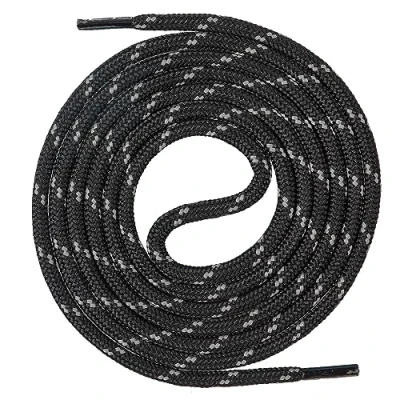 Imagen de Mount Swiss Cordones redondos de calidad para zapatos trabajo, senderismo y trekking, poliéster, diámetro 4,5 mm, muy resistente, color negro gris, longitud 110 cm