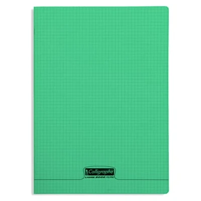 Imagen de Calligraphe 18385C Un cahier piqué (gamme 8000 de Clairefontaine) 96 pages 24x32 cm 90g petits carreaux, couverture polypro (plastique), Vert