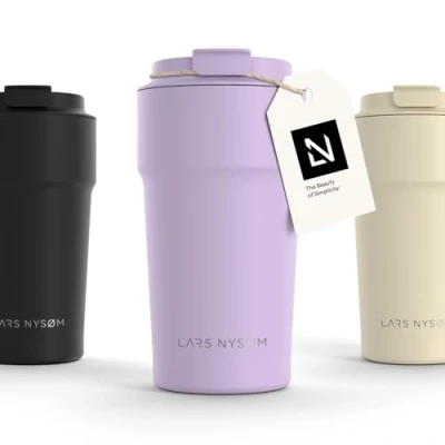 Imagen de LARS NYSØM Taza térmica café para llevar Termo de 0,5 litros con aislante Travel mug acero inoxidable a prueba fugas el y té (Lavender Purple, 500ml)