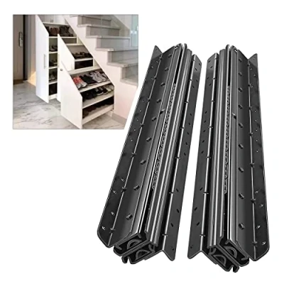 Imagen de AOLISHENG Pasadores de cajón Guías para cajones, rieles escalera pesada 800 mm, corredores rodamientos bolas completos, gabinete inferior zapatero montado en la parte inferior, 1 par