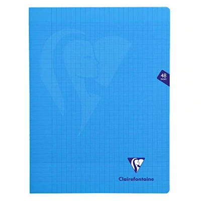 Imagen de Clairefontaine 323311C Un cahier piqué Mimesys 48 pages 24x32 cm 90g grands carreaux, couverture polypro (plastique), Bleu