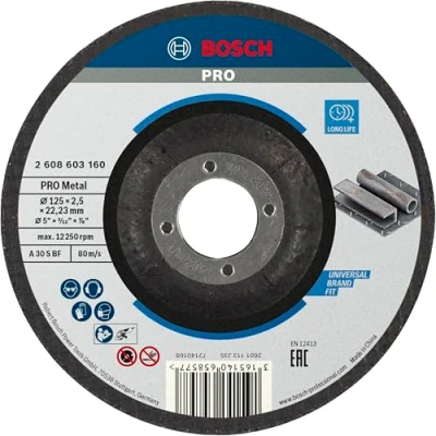 Imagen de Bosch Professional 1x Disco de Corte Acodado Standard for Metal (para Metal, Ø 125 x 2.5 mm, Accesorios Amoladora)