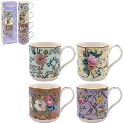 Imagen de Lesser &amp; Pavey Juego de 4 tazas apilables diseño británico para todas las cocinas, cocinas modernas con bonitos diseños (Kilburn Stacking S4)