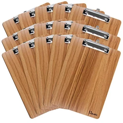 Imagen de Uquelic 15 Piezas Portapapeles A4 con Pinza/Tableros Pinza/Carpetas Pinza Madera Clipboards Impermeable Tablero Peniques Hole