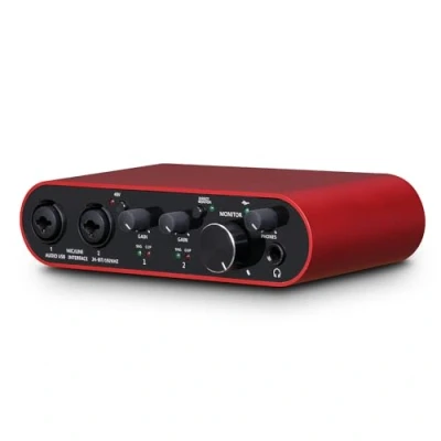Imagen de BOMGE 22S USB Audio Interface SOLO Red with XLR/48V Phantom Power,32Bit/192kHz High Fidelity, for Studio Mixer Guitarist, Vocalist, Podcaster, Producer, Plug and Play