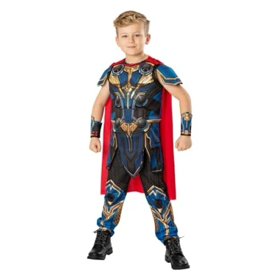 Imagen de Rubies Disfraz Thor Love And Thunder Deluxe para niños, Top acolchado con detalles impresos, pantalones, guanteletes y capa, Oficial Marvel carnaval, cumpleaños halloween, 3013387 8