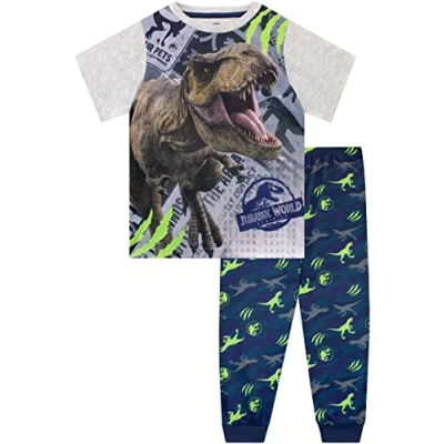 Imagen de Jurassic World Pijama de Dinosaurios para niños Conjunto Manga Corta T Rex Multicolor 9 10 años