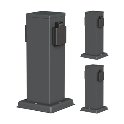 Imagen de ledscom.de 3 Tomas de jardín Columna Polly para Exterior, IP44, 2 vías, Acero Inoxidable, Antracita, Angular, 27 cm