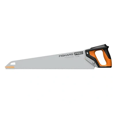 Imagen de Fiskars Pro Sierra manual para madera, Laminado y PVC, Longitud de la hoja sierra: 55 cm, 9 TPI, Negro/naranja, PowerTooth, 1062917