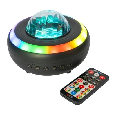 Imagen de Party Light &amp; Sound NEBULA Altavoz 2 en 1 con efecto aurora boreal y LED estroboscópico Bluetooth, mando a distancia, cable USB C Negro