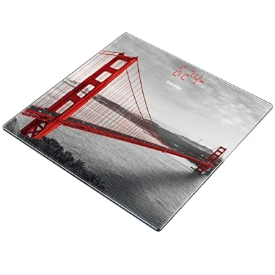 Imagen de Beurer GS 215 báscula de vidrio San Francisco, personal digital con seguridad, capacidad carga hasta 180 kg, pantalla Magic, matriz puntos