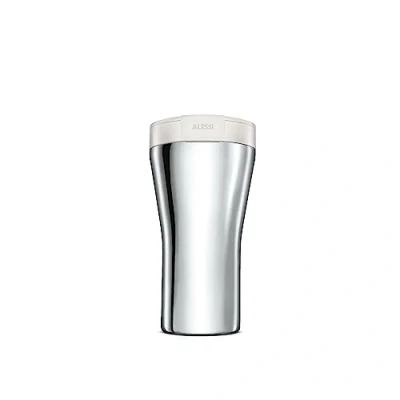 Imagen de ALESSI Caffa GIA24 W Travel Mug de Doble Pared Diseño en Acero Inoxidable 18/10 y Resina Termoplástica, Blanco