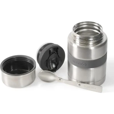 Imagen de wenco Fiambrera de acero inoxidable, 500 ml, con cuchara, recipiente térmico para alimentos, ideal niños y adultos, sopa el almuerzo