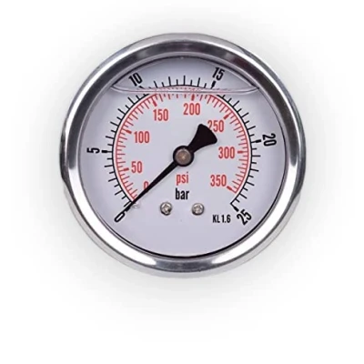 Imagen de Manómetro de glicerina conexión axial, IP65 acero inoxidable 63 mm con conector trasero, 1/4 (0 25 bar)