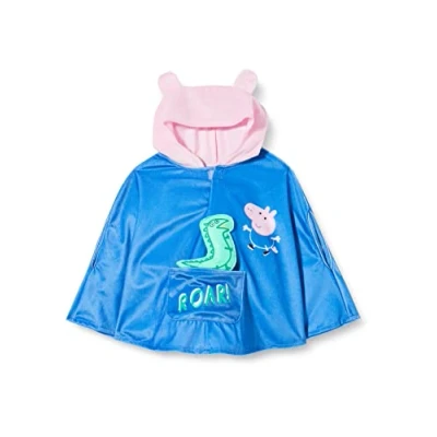 Imagen de amscan Disfraz de George Peppa Pig para niños Poncho con capucha (Edad: 2 3 años)