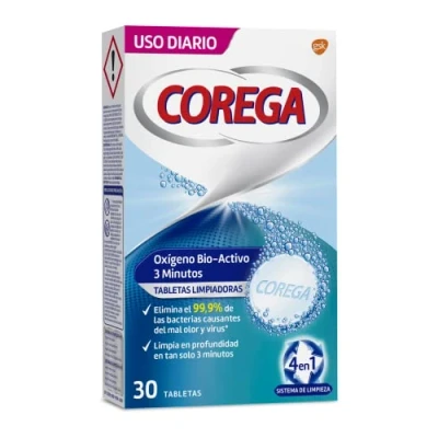 Imagen de Corega Oxigeno Bio activo Limpieza Protesis Dental 30 tabletas
