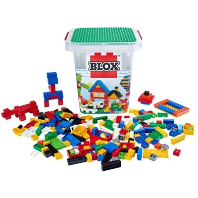 Imagen de Simba 104114519 Blox 500 Bloques de construcción para niños a Partir 3 años en Cubo, Varios Bloques, 16 Ventanas, 4 Puertas, con Placa Base, Totalmente Compatible, Colores Surtidos