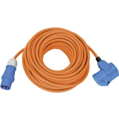 Imagen de Brennenstuhl Cable de extensión CEE para Camping con Enchufe y acople Angular, Incluye Combinado protección Contacto (Cable 25 m en Naranja, 230 V/16 A, Uso Exteriores,