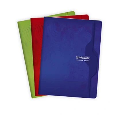 Imagen de Clairefontaine ES Calligraphe 7493C Un cahier piqué (gamme 7000 de Clairefontaine) 96 pages 24x32 cm 70g grands carreaux, couverture carte offset, couleur aléatoire
