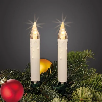 Imagen de Hellum Cadena de luces para el interior, 30 LED, color marfil, guirnalda árbol Navidad, 8,7 m iluminada + cable 3 m, verde, luz blanca cálida, brillo &lt; 59 lm 151633