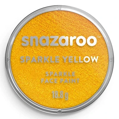 Imagen de Snazaroo Pintura facial y corporal, 18 ml, color amarillo nacarado, profesional a base de agua, pastilla aquacolor individual para adultos, niños efectos especiales
