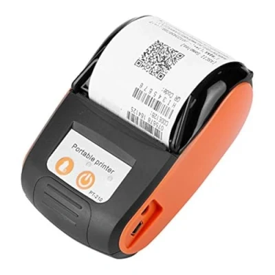 Imagen de Diyeeni Impresora térmica móvil Bluetooth de 58 mm, portátil Cuentas Personal inalámbrica con Papel para y Estuche Cuero Regalo Android iOS Windows(Naranja)