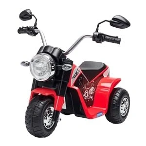 Imagen de HOMCOM Moto Eléctrica Infantil con 3 Ruedas para Niños de 18 36 Meses Triciclo a Batería 6V Faro Bocina Velocidad 2 km/h 72x57x56 cm Rojo