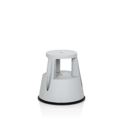 Imagen de hjh OFFICE 830002 Taburete con Ruedas TIO M I Gris Claro, Altura 43 cm, soporta hasta 150 kg, rodante 2 peldaños, Plástico