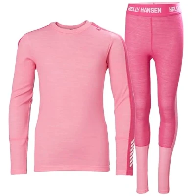 Imagen de Helly Hansen Jr LIFA Merino Set de Peso Medio Capa Base Inferior, 068 Rosa Azúcar, 14 años Unisex niños