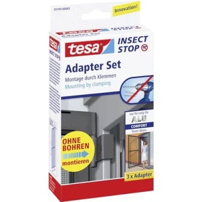 Imagen de tesa® Insect Stop ALU Comfort, Kit Adaptador para Mosquitera de Puertas y Ventanas, Adaptadores Marcos, Montaje sin Perforar ni Atornillar, 5.7 x 11 21 cm, Gris Antracita