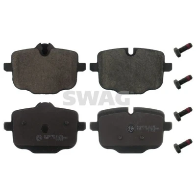 Imagen de SWAG 20 91 6812 juego de pastillas freno Eje trasero preparado para indicador desgaste con tornillos BMW: 5 Berlina, Touring, 7