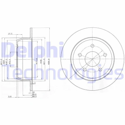 Imagen de DELPHI BG3660 Disco de freno 305 10 5 macizo aceitado sin procesar cojinete rueda, anillo sensor ABS JEEP: Grand Cherokee 2, I