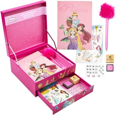 Imagen de Disney Stitch Conjunto de Álbum Recortes con Cuaderno, Pegatinas, Bolígrafo y Set Manualidades Regalos para Niñas (Rosa Princesas)