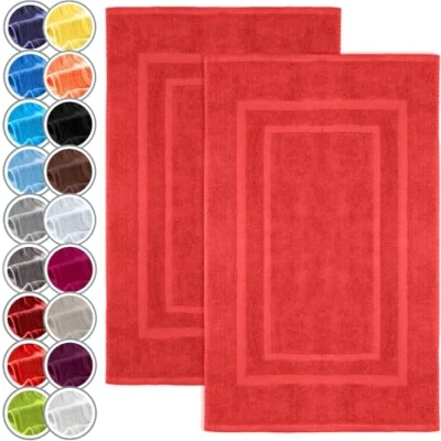 Imagen de NatureMark Alfombrillas de baño en Paquete 2 Unidades, 100% algodón, 50 x 80 cm, Ducha Doble, Color: Rojo