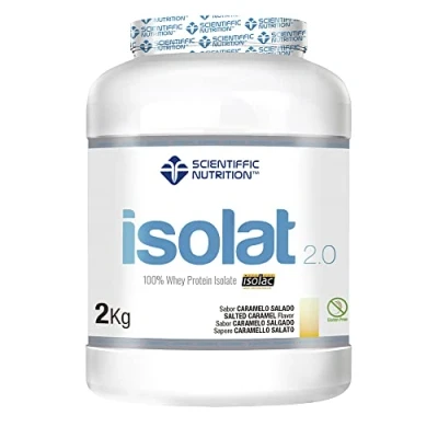 Imagen de Scientiffic Nutrition Isolat 2.0, Whey Protein, Suplemento de Proteina Aislada ISO con Lactasa, Suero Leche en Polvo 2Kg, Caramelo Salado.