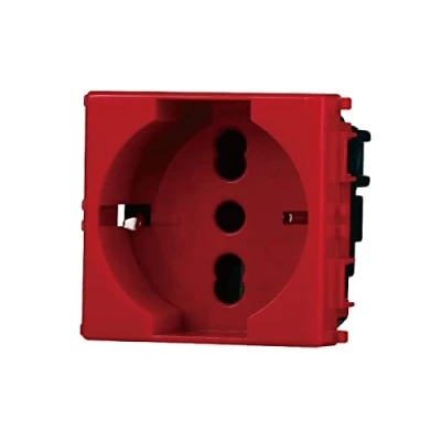Imagen de Enchufe Schuko rojo, compatible con Vimar Plana (1 unidad)