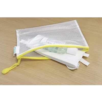 Imagen de Djois by Tarifold Es 509024 Pack 8 Bolsas de Archivo con Cremallera Malla A5, Carpetas A5 Plástico Impermeable para Documentos, Recibos, Papelería, Oficina, Viaje, hogar, color Amarillo