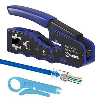 Imagen de AVARTEK herramienta de crimpado RJ45 para conectores paso CAT6a CAT6 CAT5e CAT5, profesional cables red Ethernet