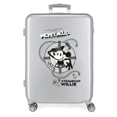 Imagen de Disney 100 Mickey Steamboad Maleta mediana Gris 48x70x26 cms Rígida ABS Cierre TSA integrado 81L 2 kgs 4 Ruedas dobles